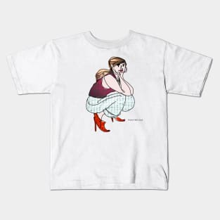 Woman squatting in heels : Kids T-Shirt